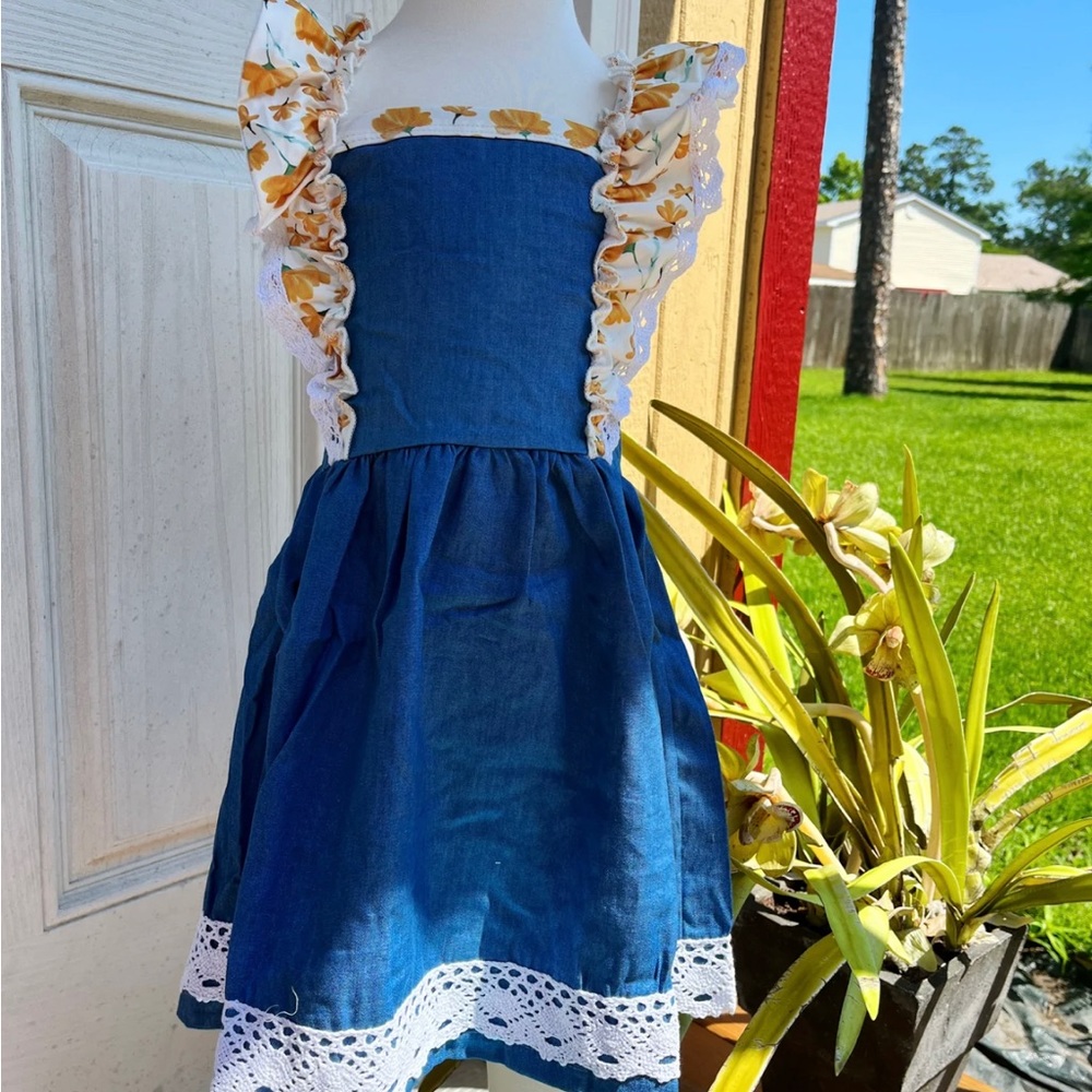 Denim tie back dress